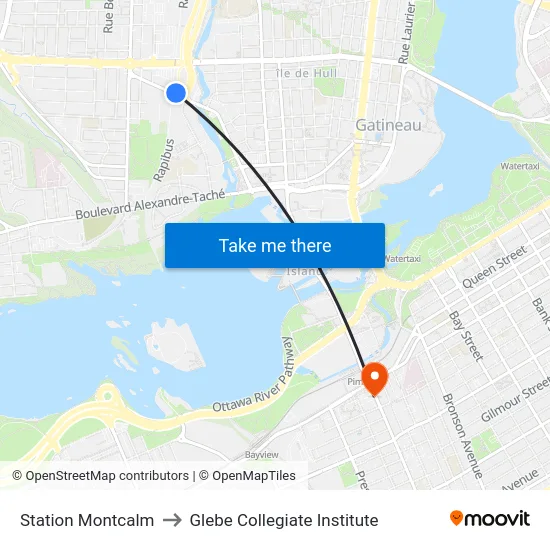 Station Montcalm to Glebe Collegiate Institute map