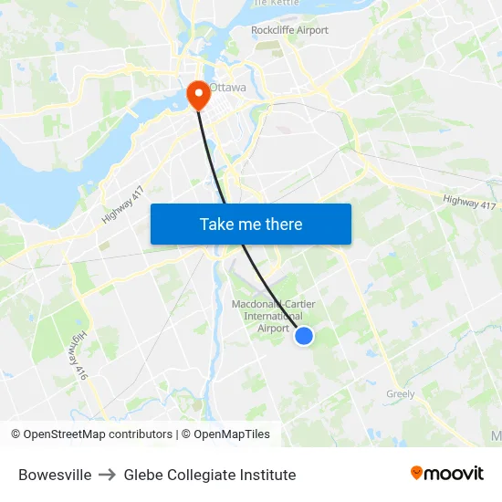 Bowesville to Glebe Collegiate Institute map