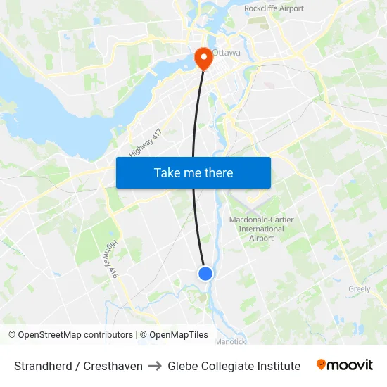 Strandherd / Cresthaven to Glebe Collegiate Institute map