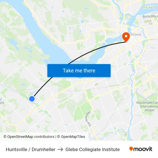Huntsville / Drumheller to Glebe Collegiate Institute map