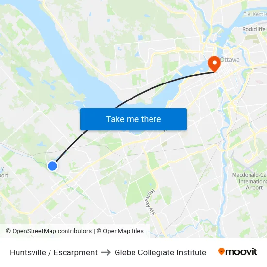 Huntsville / Escarpment to Glebe Collegiate Institute map