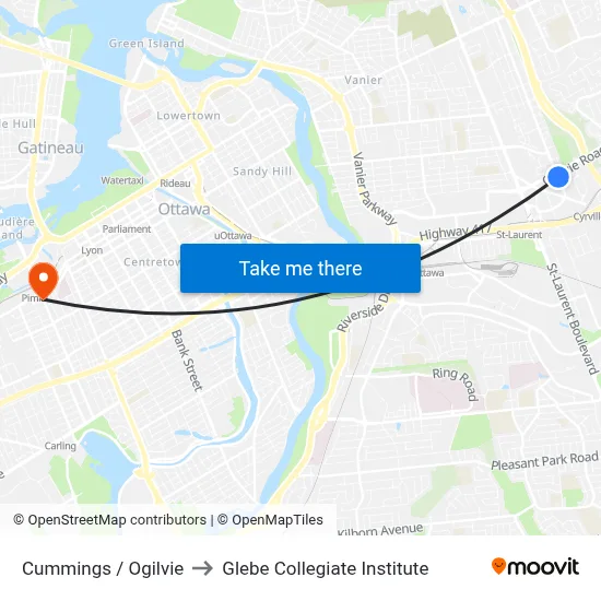 Cummings / Ogilvie to Glebe Collegiate Institute map