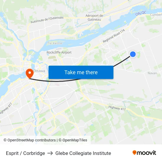 Esprit / Corbridge to Glebe Collegiate Institute map