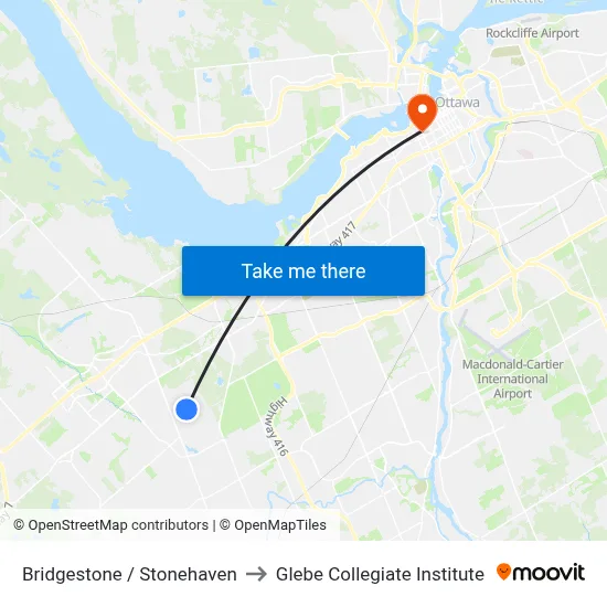 Bridgestone / Stonehaven to Glebe Collegiate Institute map