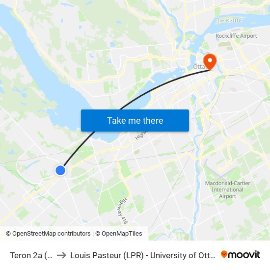 Teron 2a (B) to Louis Pasteur (LPR) - University of Ottawa map