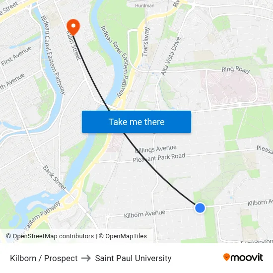 Kilborn / Prospect to Saint Paul University map