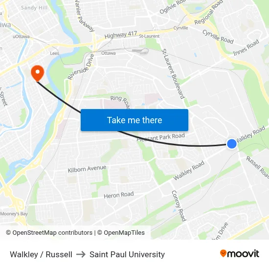 Walkley / Russell to Saint Paul University map