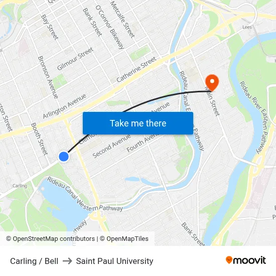 Carling / Bell to Saint Paul University map