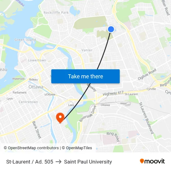 St-Laurent / Ad. 505 to Saint Paul University map