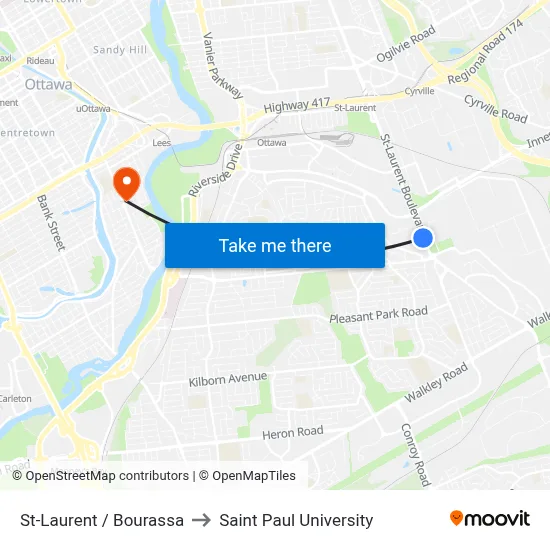 St-Laurent / Bourassa to Saint Paul University map