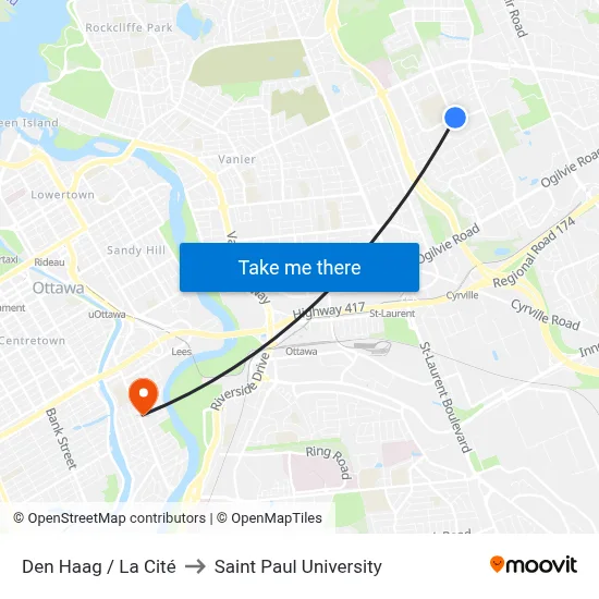 Den Haag / La Cité to Saint Paul University map