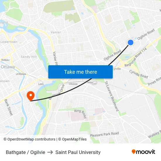 Bathgate / Ogilvie to Saint Paul University map