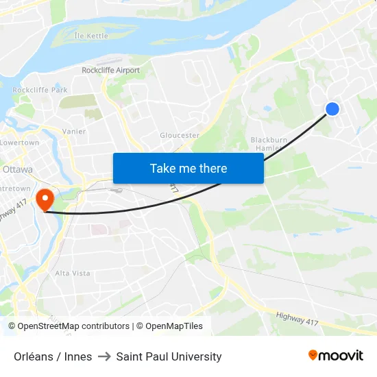 Orléans / Innes to Saint Paul University map