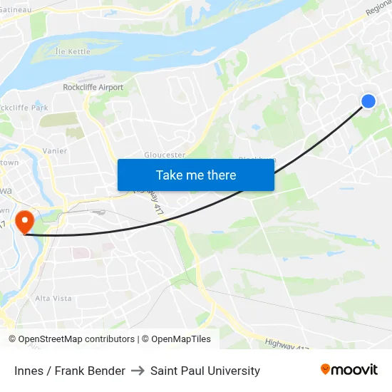 Innes / Frank Bender to Saint Paul University map