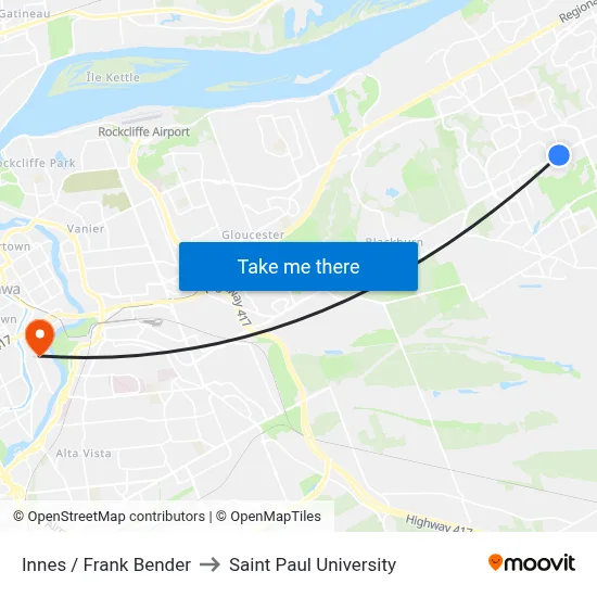 Innes / Frank Bender to Saint Paul University map