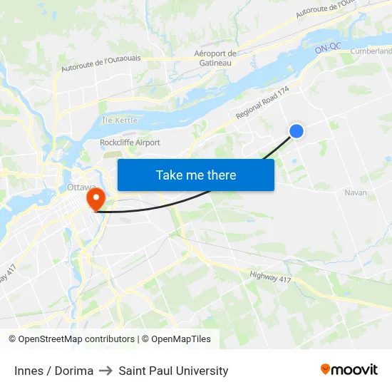 Innes / Dorima to Saint Paul University map
