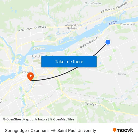 Springridge / Caprihani to Saint Paul University map