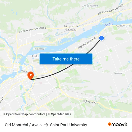 Old Montréal / Aveia to Saint Paul University map