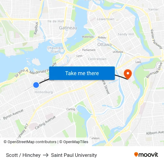 Scott / Hinchey to Saint Paul University map