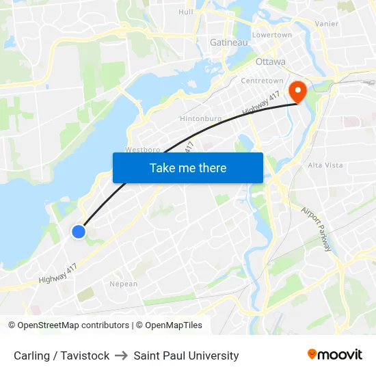 Carling / Tavistock to Saint Paul University map