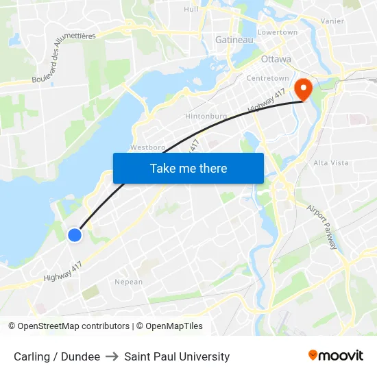 Carling / Dundee to Saint Paul University map