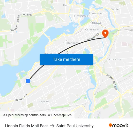 Lincoln Fields Mall East to Saint Paul University map