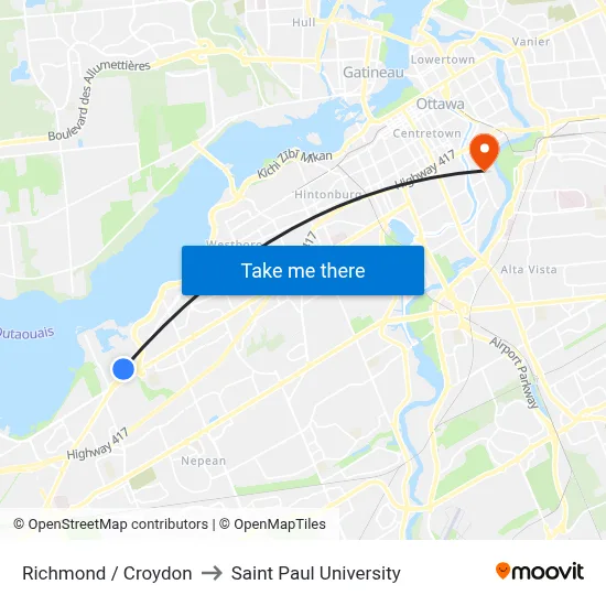 Richmond / Croydon to Saint Paul University map