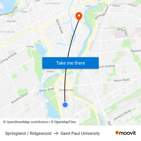 Springland / Ridgewood to Saint Paul University map