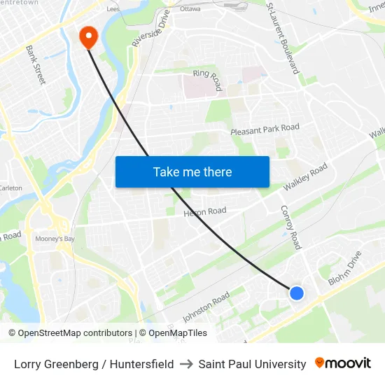 Lorry Greenberg / Huntersfield to Saint Paul University map