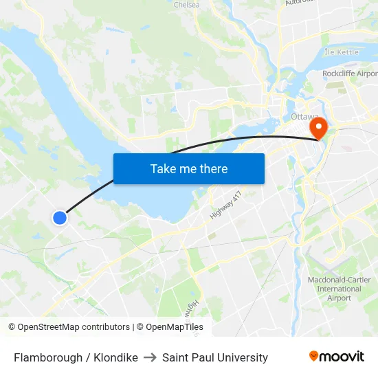 Flamborough / Klondike to Saint Paul University map