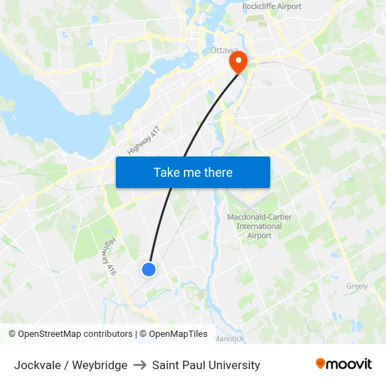 Jockvale / Weybridge to Saint Paul University map