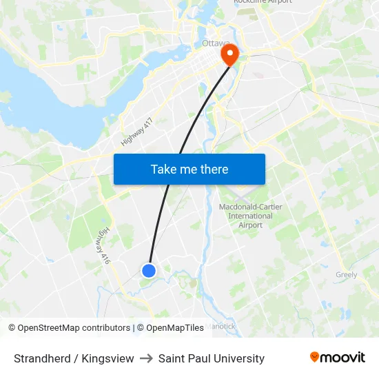 Strandherd / Kingsview to Saint Paul University map
