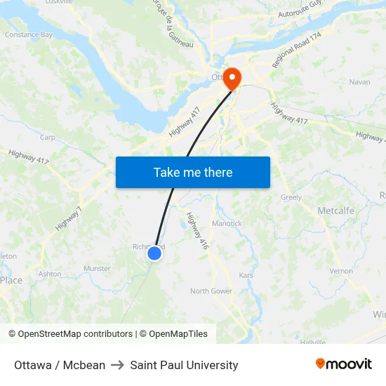 Ottawa / Mcbean to Saint Paul University map