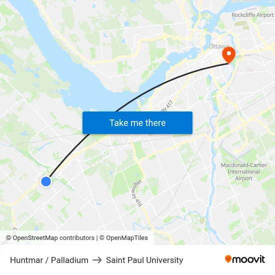 Huntmar / Palladium to Saint Paul University map