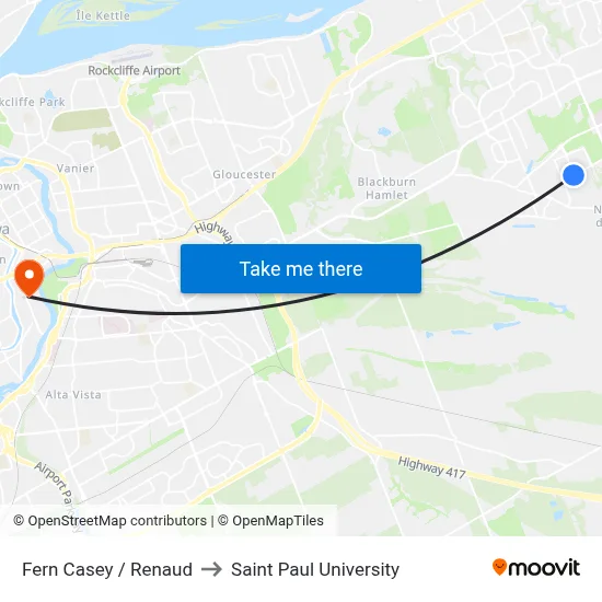 Fern Casey / Renaud to Saint Paul University map