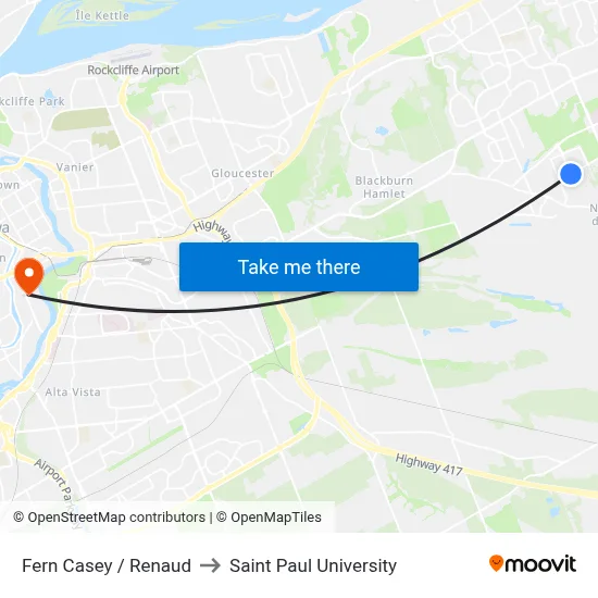 Fern Casey / Renaud to Saint Paul University map