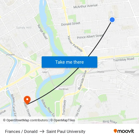 Frances / Donald to Saint Paul University map
