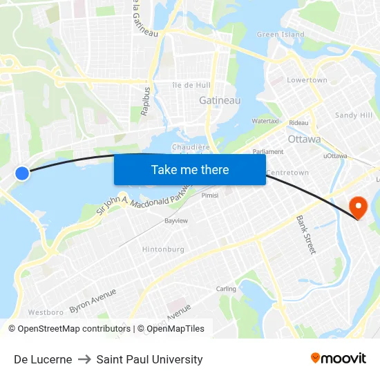 De Lucerne to Saint Paul University map