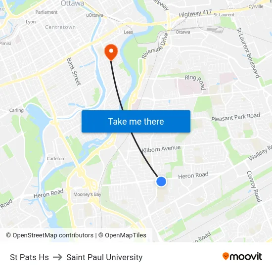 St Pats Hs to Saint Paul University map