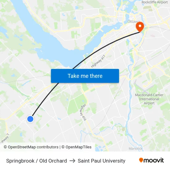 Springbrook / Old Orchard to Saint Paul University map