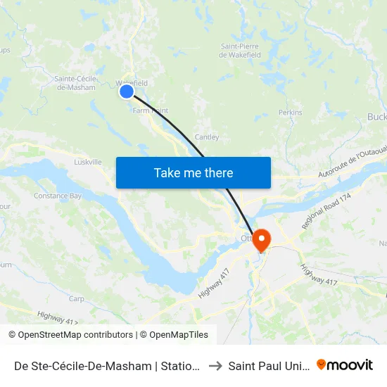 De Ste-Cécile-De-Masham | Stationnement P17 to Saint Paul University map