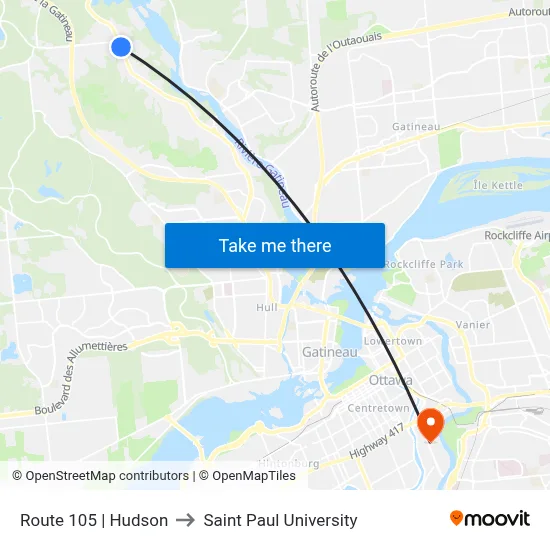 Route 105 | Hudson to Saint Paul University map