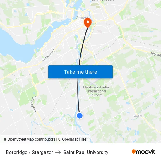 Borbridge / Stargazer to Saint Paul University map