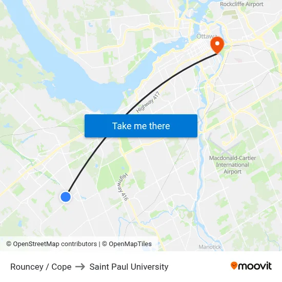 Rouncey / Cope to Saint Paul University map