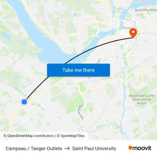 Campeau / Tanger Outlets to Saint Paul University map