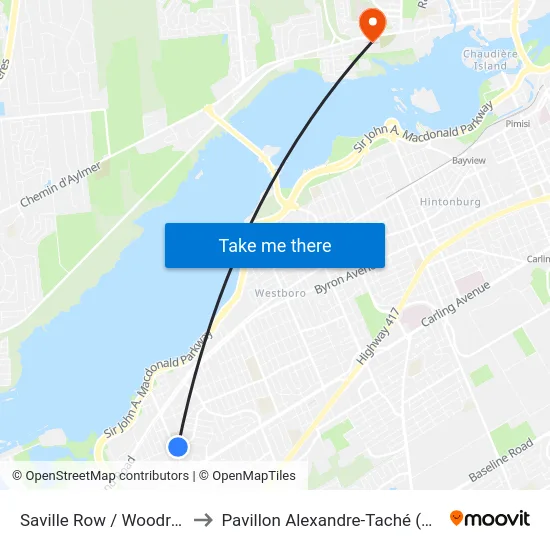 Saville Row / Woodroffe to Pavillon Alexandre-Taché (UQO) map