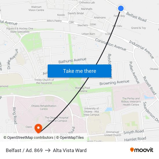 Belfast / Ad. 869 to Alta Vista Ward map