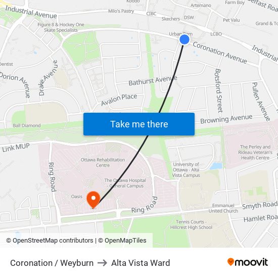 Coronation / Weyburn to Alta Vista Ward map