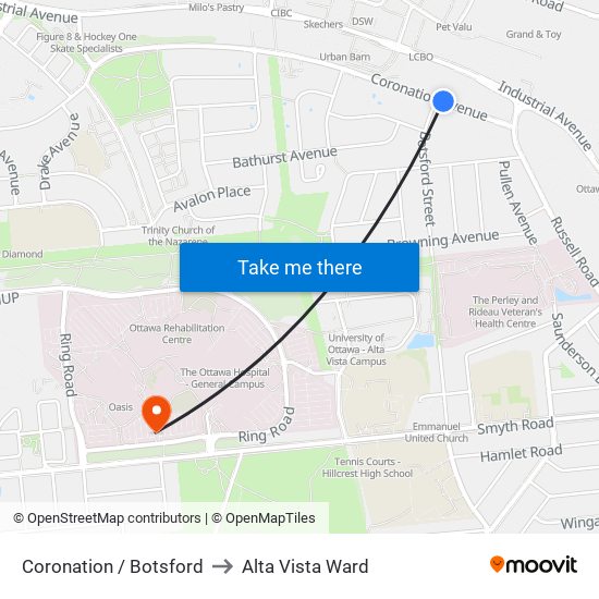 Coronation / Botsford to Alta Vista Ward map