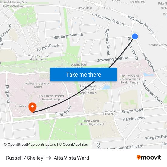 Russell / Shelley to Alta Vista Ward map